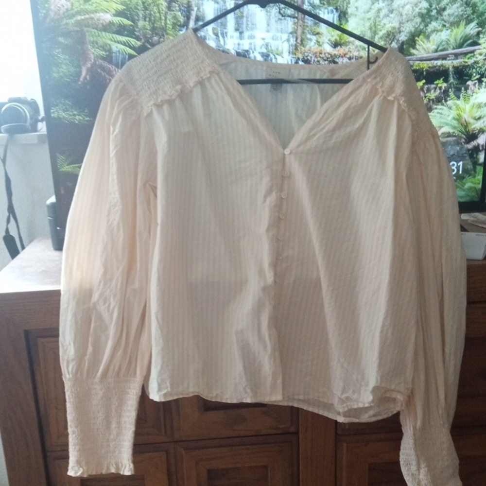 a new day Cream Button-Front Blouse